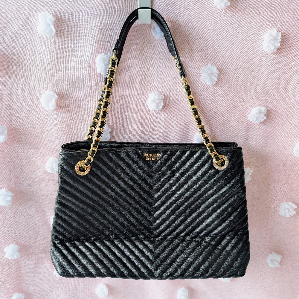 Victoria Secret, Black Gold Chain Purse, Shoulder Bag, Women's
